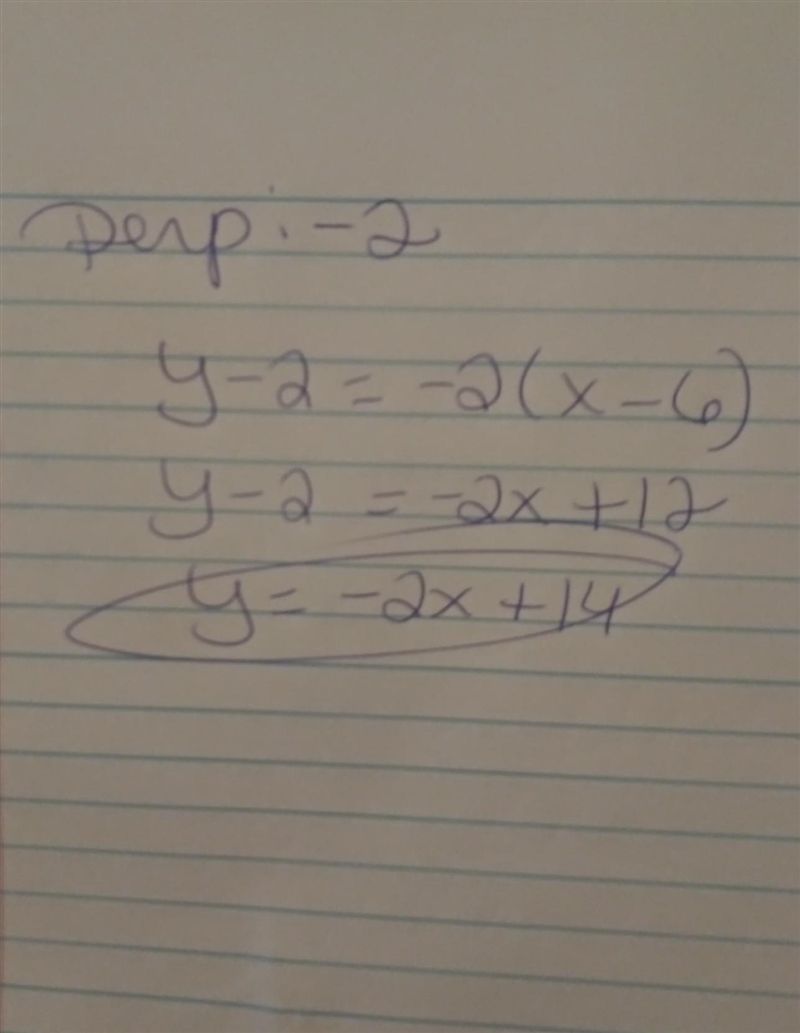 What is the equation of the line that is perpendicular to the line y=1/2x+7 and passes-example-1