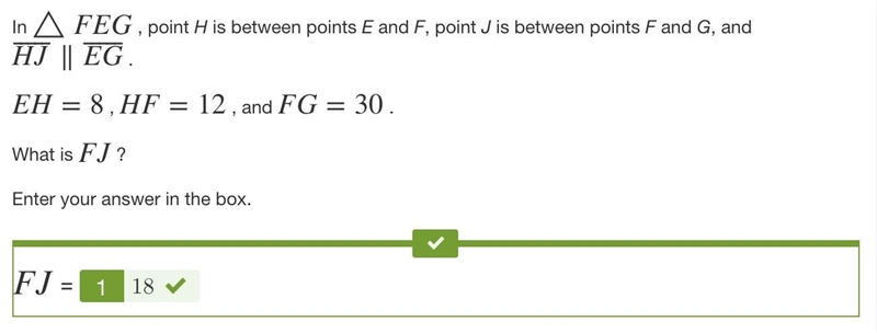 In △FEG , point H is between points E and F, point J is between points F and G, and-example-1