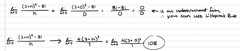 45 POINTS Evaluate the limit as h goes to 0 of the quotient of the quantity the 4th-example-1