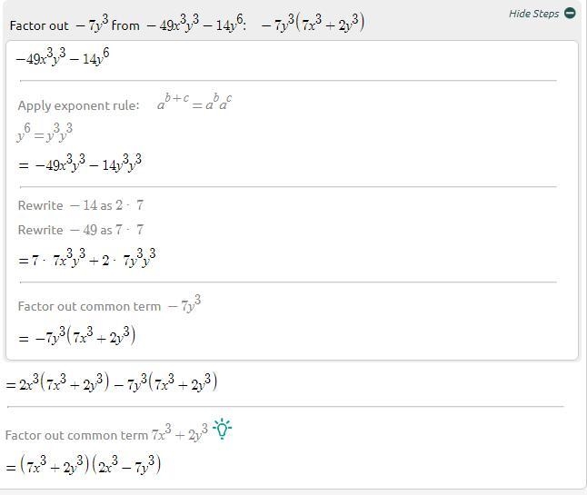 Factorize: 14x^6-45x^3y^3-14y^6-example-2