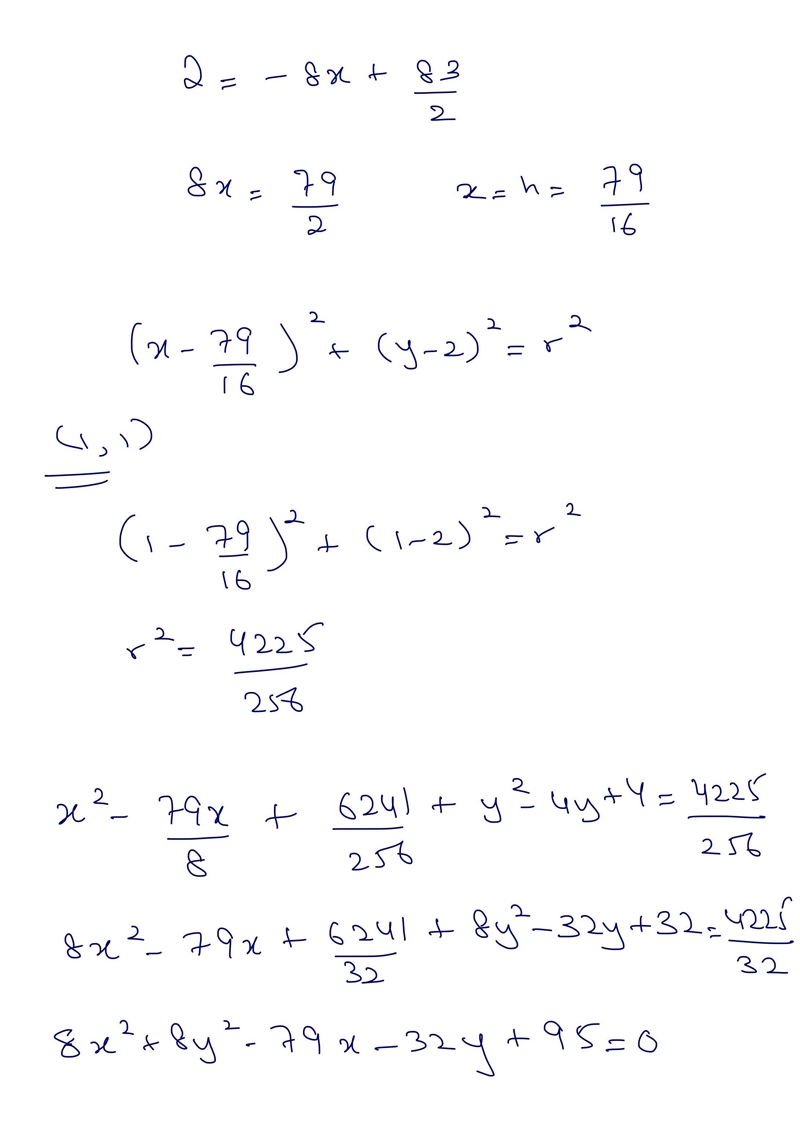 Write the general equation for the circle that passes through the points (1, 1), (1, 3), and-example-1