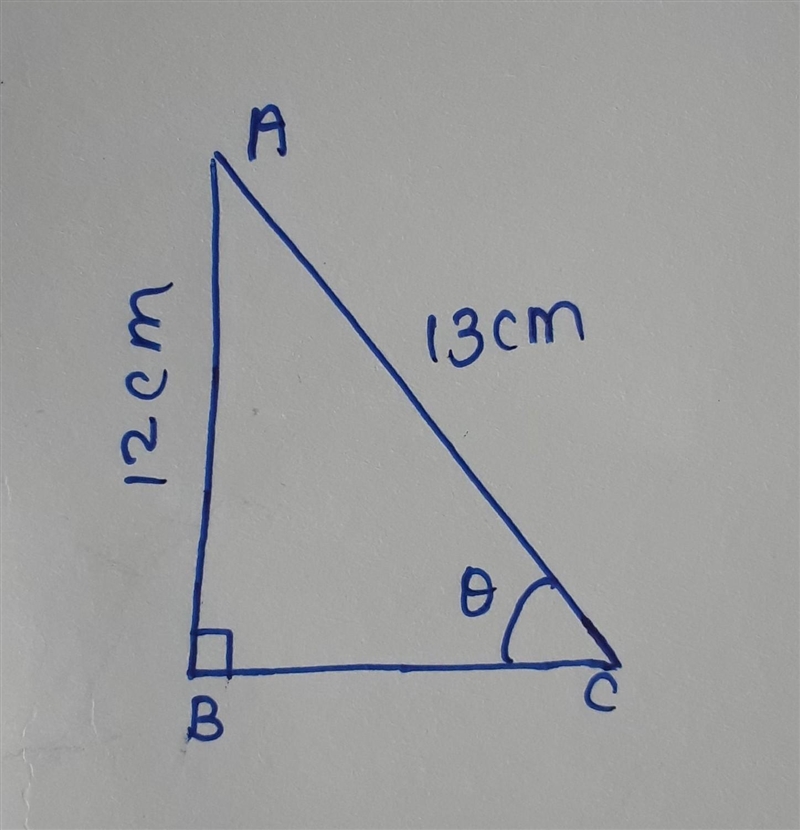 The hypothenus of a right angle triangle is 13cm. if one other side of the triangle-example-1