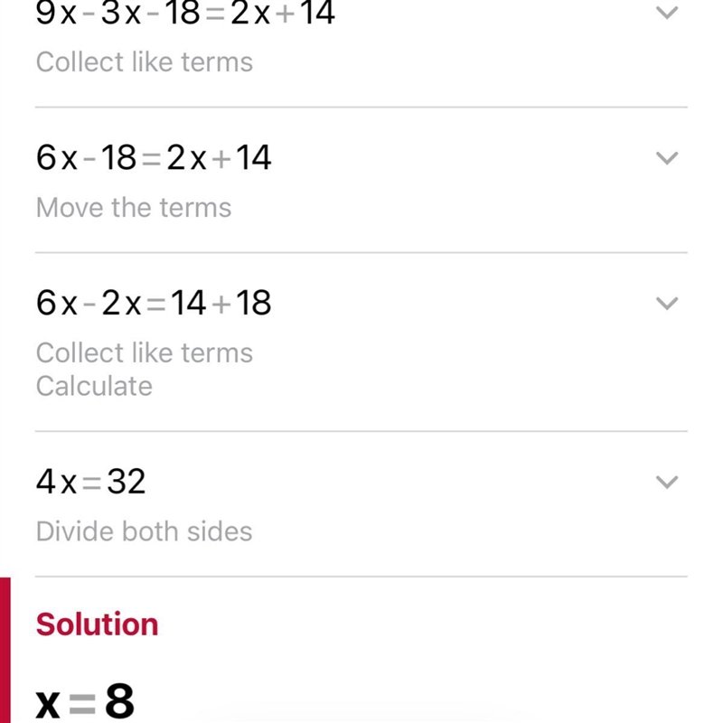 Solve: 9m - 3 (m + 6) = 2 (m + 7)-example-1