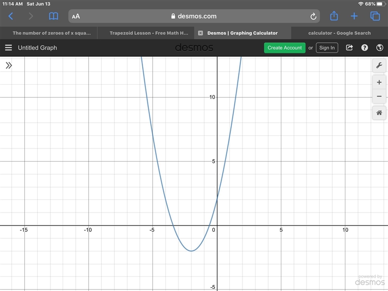 The number of zeroes of x square + 4x +2-example-1