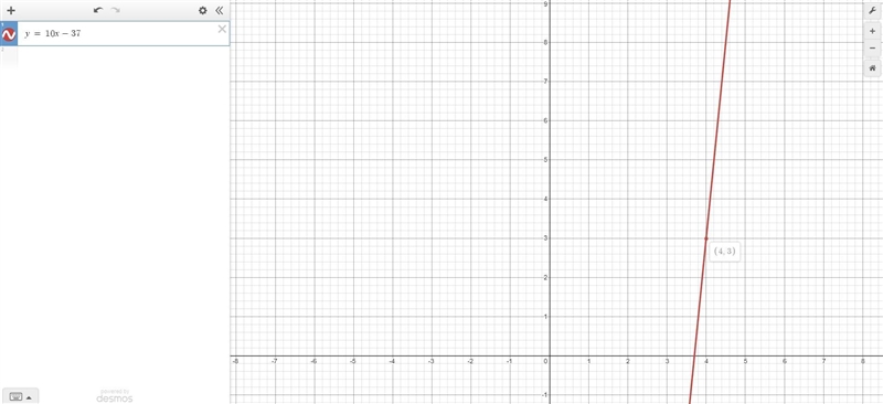 What is the equation of a line with slope = 10 and contains the point (4,3)? This-example-1