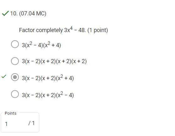 Factor completely 3x4 − 48-example-1