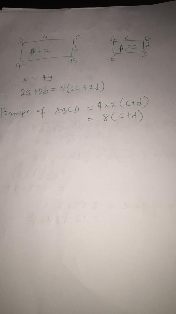 The perimeter of rectangle ABCD is four times greater than the perimeter of rectangle-example-1