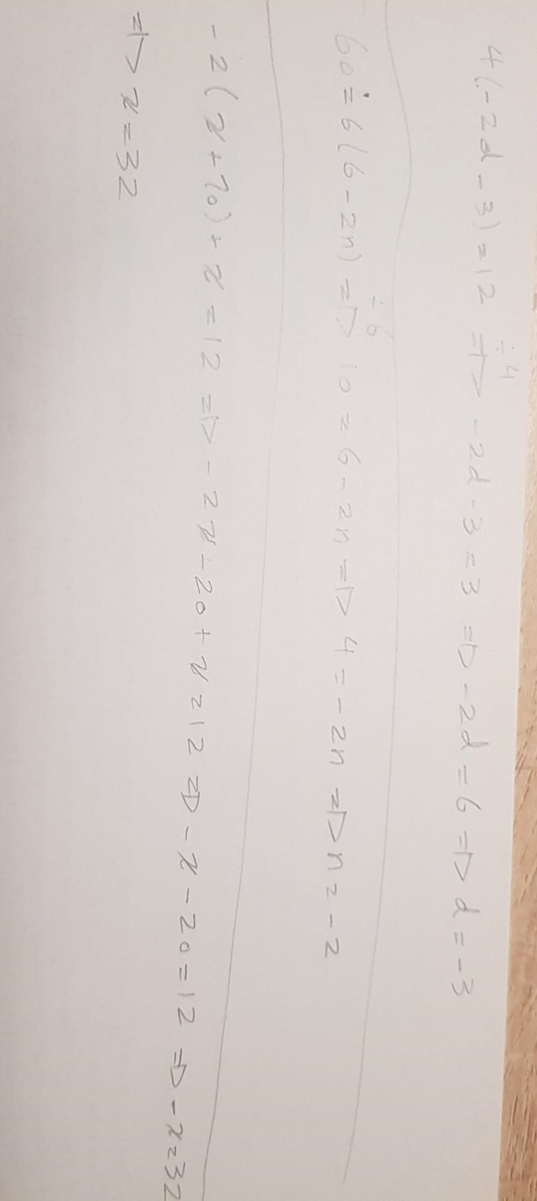 Solve the following equation for the value of d. 4(-2d – 3) = 12 Type your answer-example-1