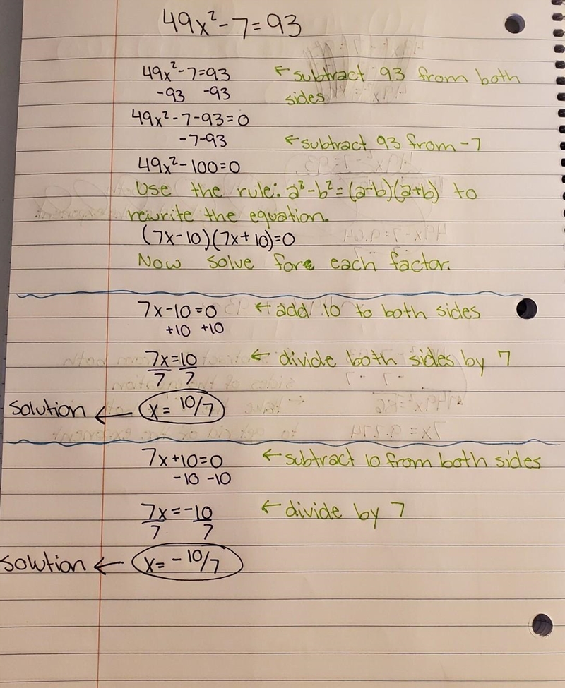 49x^2 -7=93 Show me step by step please?-example-1