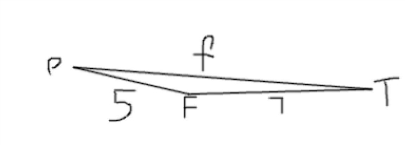 Please help Trig: Laws of Cosines. In Δ FTP , side t =5, side p =7 and m < F= 175* . Find-example-1