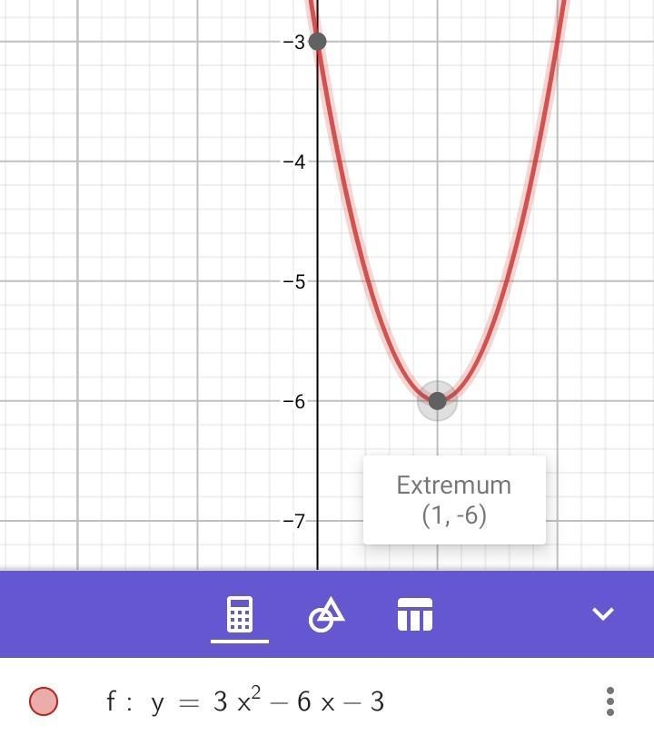 Which equation represents a graph with a vertex at (1, -6)? A. y=3x2+6x–3 B. y=3x-example-1