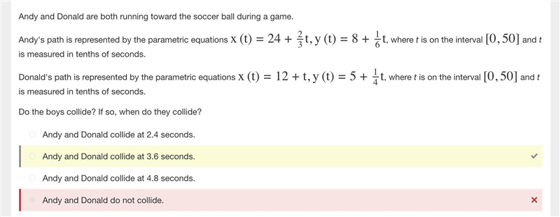 Andy and Donald are both running toward the soccer ball during a game. Andy's path-example-1