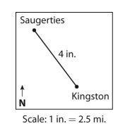 On another map the distance between saugerties and kingston is 2 inches. Whar would-example-1