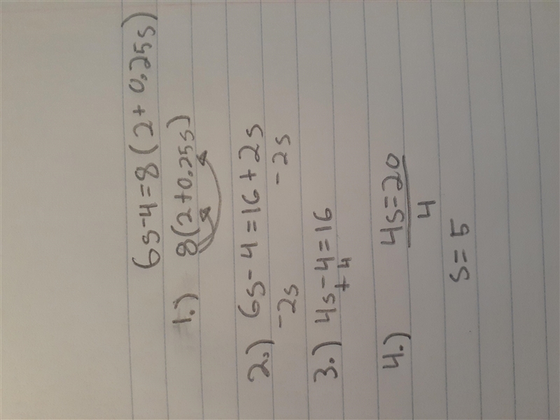 6s-4=8 (2+ 0.25s) solve for s-example-1