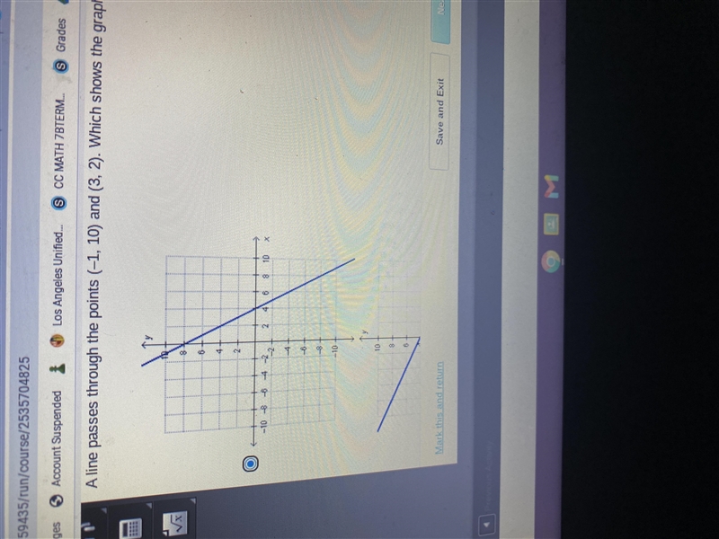 A line passes through the points (-1, 10) and (3, 2) which shows the graph of this-example-1