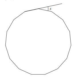 The following figure is a 15 sided regular polygon what is the x value shown in the-example-1