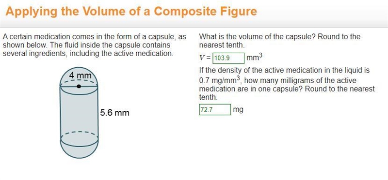 A certain medication comes in the form of a capsule, as shown below. The fluid inside-example-1