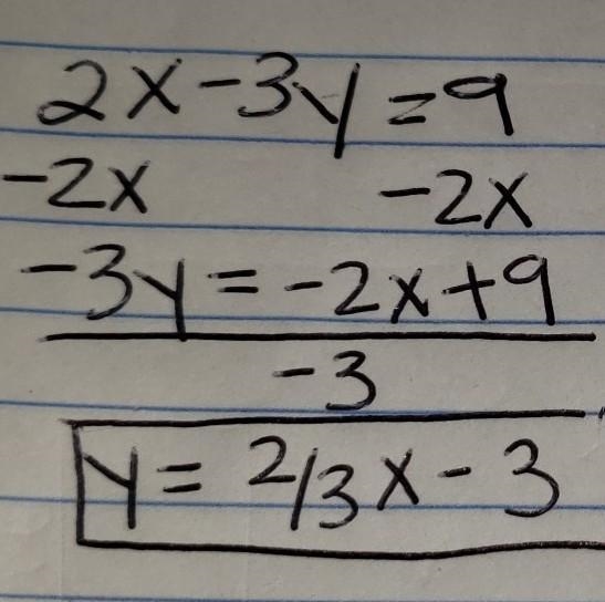 A graph that represents 2x-3y=9-example-1