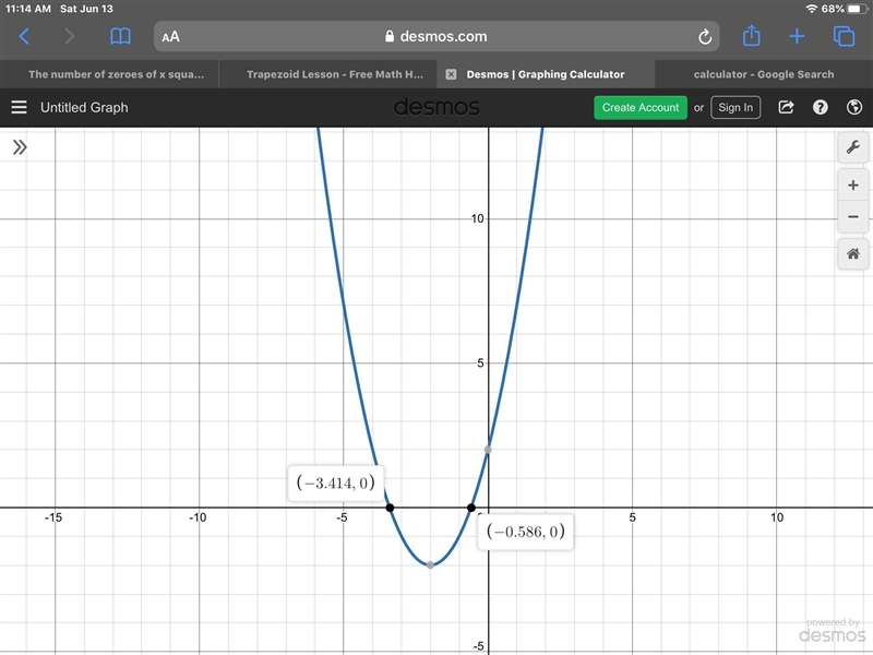 The number of zeroes of x square + 4x +2-example-2