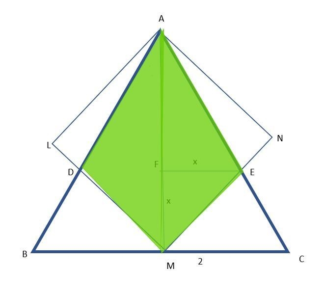 $ABC$ is an equilateral triangle with side length 4. $M$ is the midpoint of $\overline-example-1