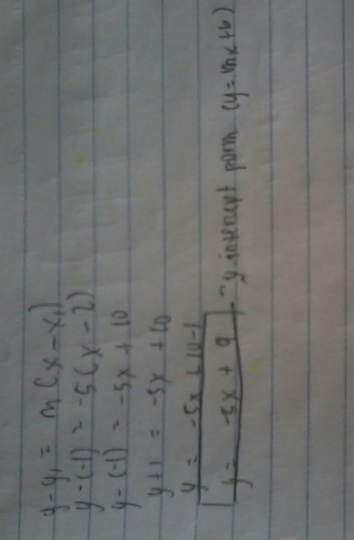 Using point-slope form, write the equation of the line that passes through (2, –1) and-example-1