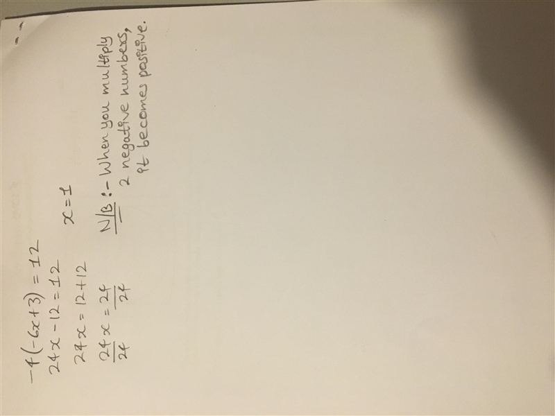 What is -4 (-6x + 3) = 12-example-1