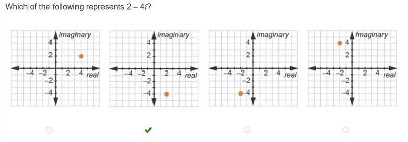 Which of the following represents 2 – 4i?-example-1