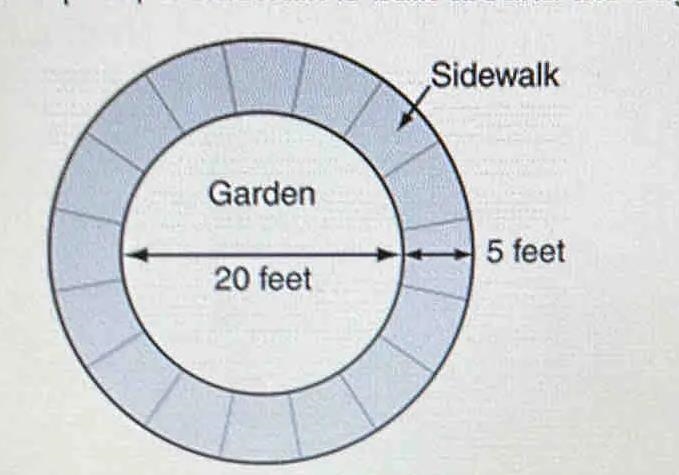 In a part a sidewalk is built around the edge of a circular garden has shown below-example-1