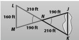 Ava wants to know the distance JK across a pond. She locates points as shown. She-example-1