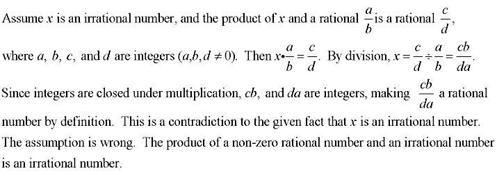 How can a rational number and irrational number when multiplied together make a irrational-example-1