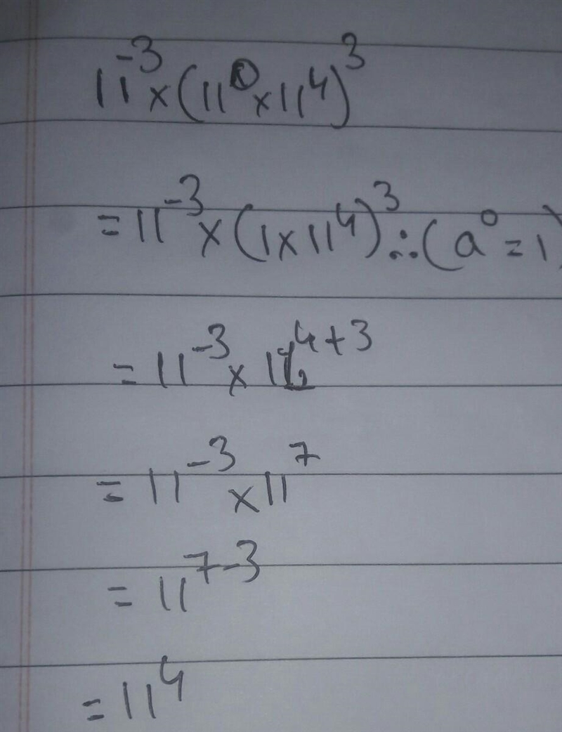 Can someone solve 11^-3•(11^0•11^4)^3-example-1