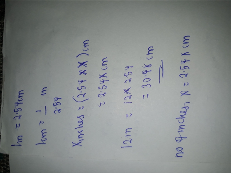 An inch is equal to about 2.54 cm write an expression which estimate the number of-example-1