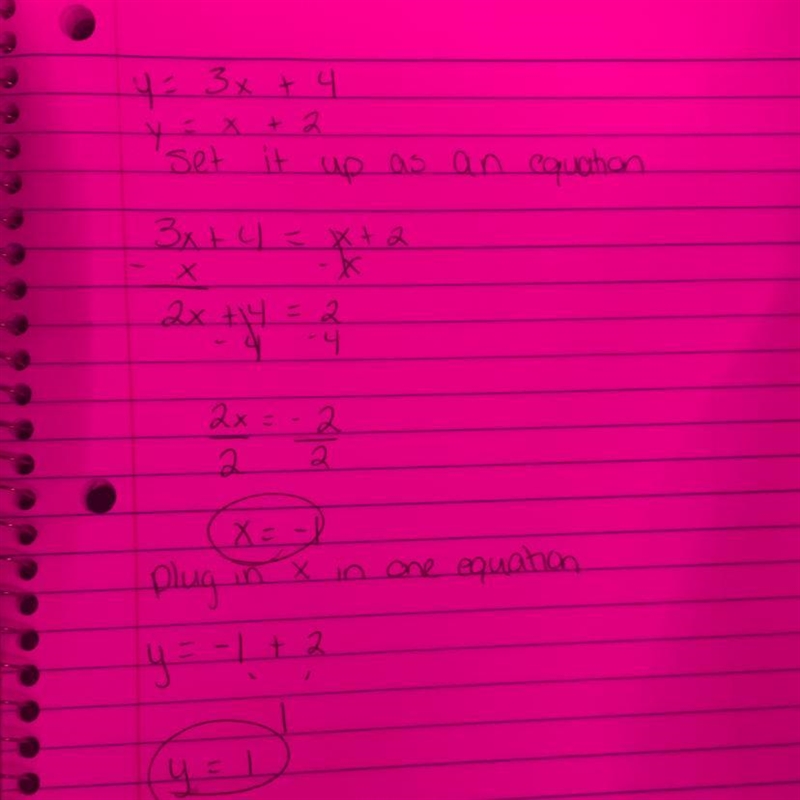 Find the solution for the system of linear equations by substitution: y = 3x + 4 and-example-1