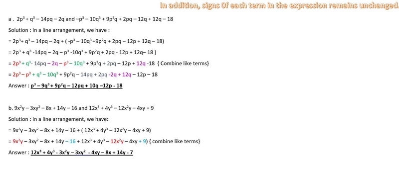 Find the sum of following polynomials a) 2p3 + q3 - 14pq - 2q and -p3 - 10q3 + 9p-example-1