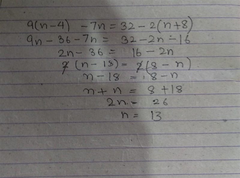 9(n-4)-7n=32-2(n+8)-example-1