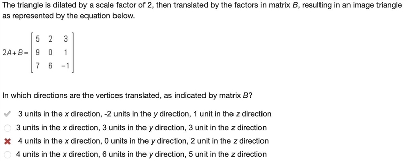 In which directions are the vertices translated, as indicated by matrix B? 3 units-example-1