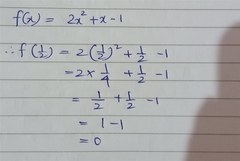 PLSS HELPPP THANK YOU!!! Given: f(x) = 2x2 + x - 1 Find f(1/2). Only enter the numerical-example-1