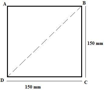 A square root of paper 150 millimeters on a side is folded in half along a diagonal-example-1