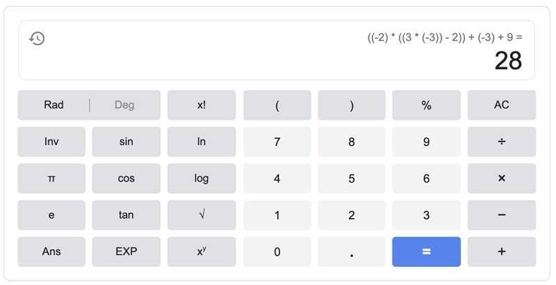 what is the value of the expression -2 (3x minus 2) + x + 9 when x equals negative-example-1