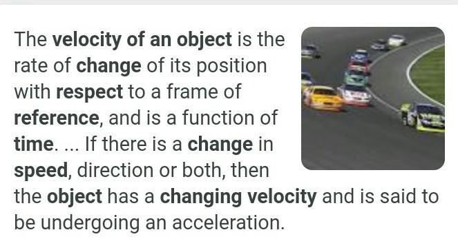 Explain how the velocity of an object changes in respect to time.-example-1