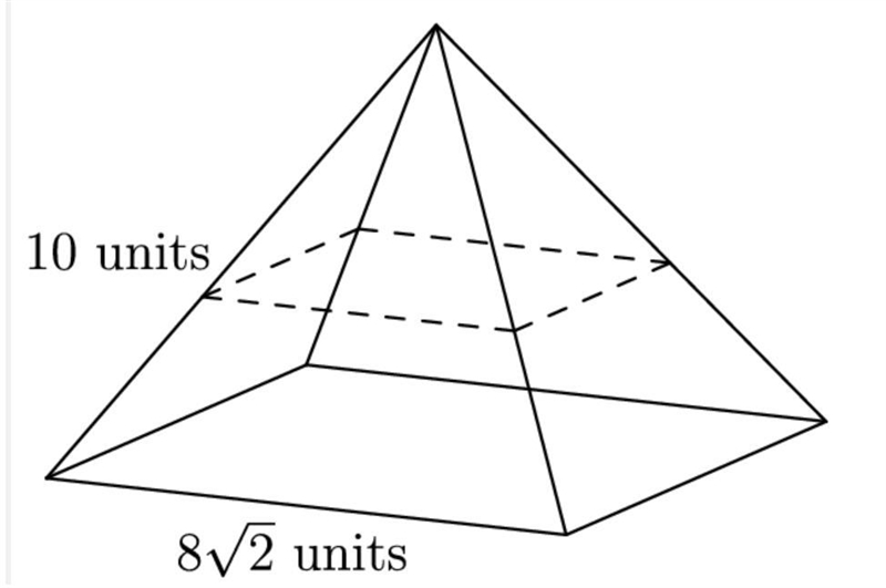 A right square pyramid with base edges of length $8\sqrt{2}$ units each and slant-example-1