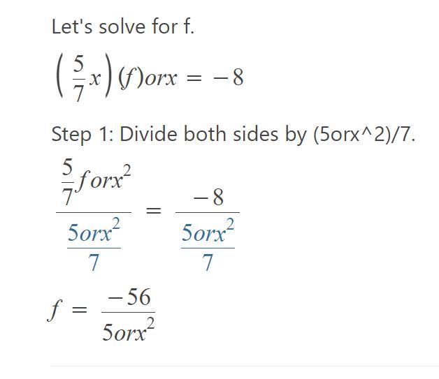 What is 5/7x for x = -8-example-1