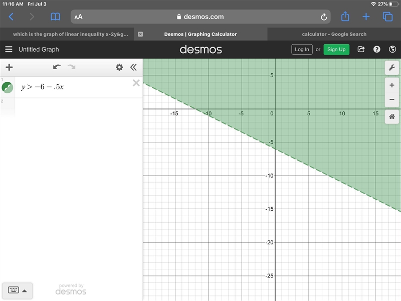 Which is the graph of linear inequality x-2y>-12-example-1