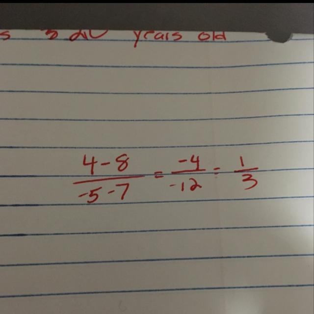 What is the slope of (-5,4) and (7,8)-example-1