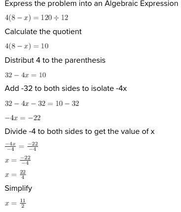 Four times the difference of eight and a number-example-1