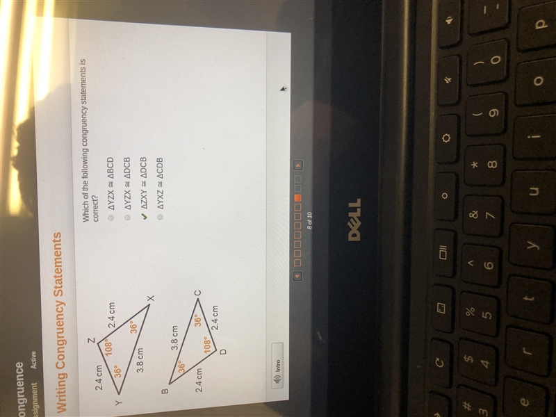 Which of the following congruency statements is correct? Yzx = bcd, yzx = dcb, zxy-example-1