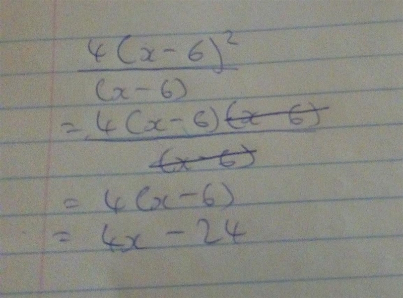 (a) Simplify. 4(x - 6)^(2) / (x - 6) ​-example-1