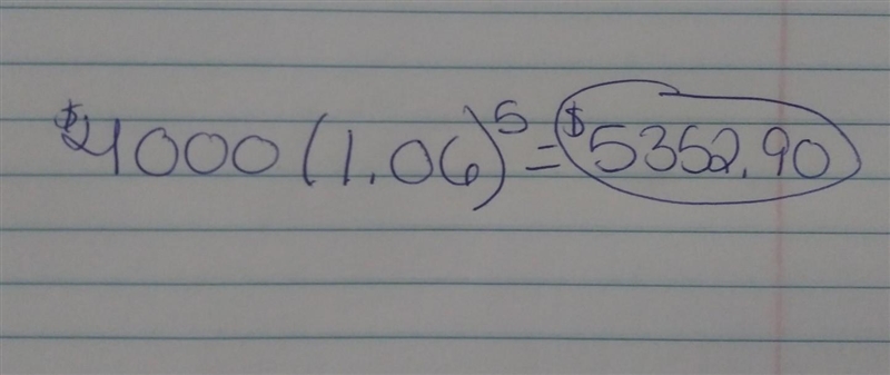 you want to deposit $4000 in a bank where you earn and interest rate of 6 percent-example-1