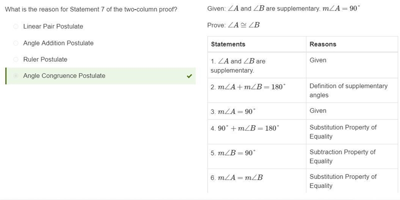 The two-column proof below describes the statements and reasons for proving that corresponding-example-1