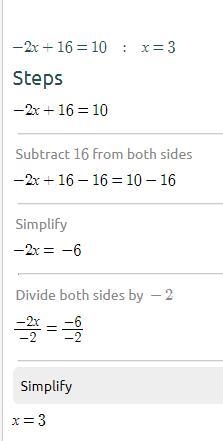 Solve the equation below -2x+16=10​-example-1